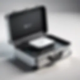 A sleek portable Wi-Fi hotspot device on a travel suitcase
