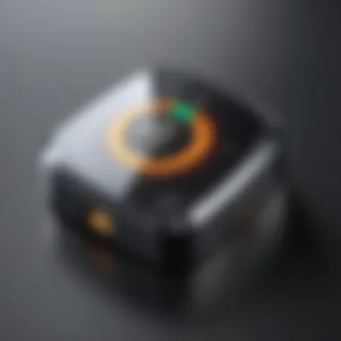 A close-up view of a battery-powered security sensor.