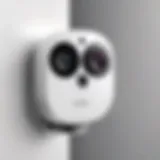 A sleek wireless security camera mounted on a wall.