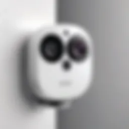 A sleek wireless security camera mounted on a wall.