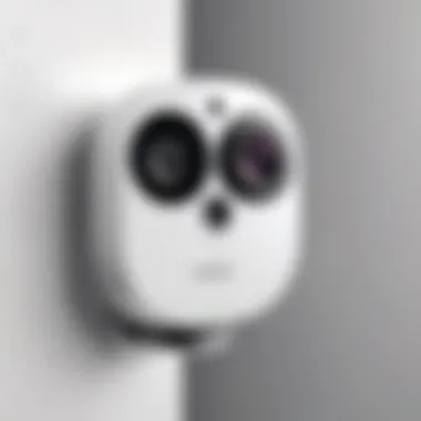 A sleek wireless security camera mounted on a wall.