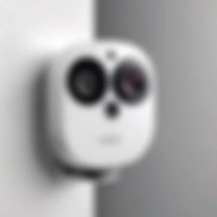 A sleek wireless security camera mounted on a wall.