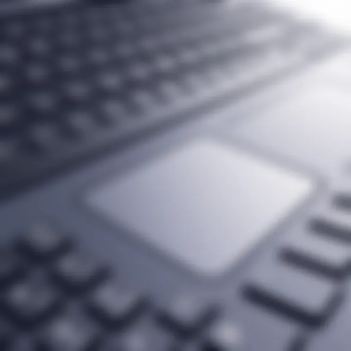 Touchpad Functionality on Ergonomic Keyboards Close-up view showcasing touchpad functionality on an ergonomic keyboard