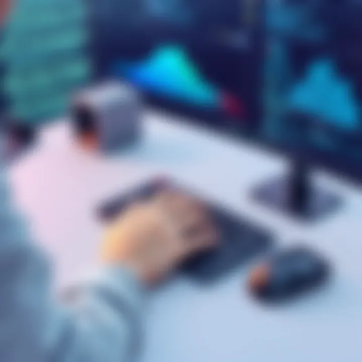 User Experience with Ergonomic Keyboard Setup User engaging with a wireless ergonomic keyboard and touchpad setup