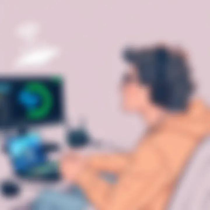 Gamer Enjoying Seamless Online Gaming A gamer enjoying seamless online gaming with a portable WiFi connection