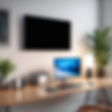 Home Office with Battery Backup Integration An organized home office setup showcasing battery backup integration