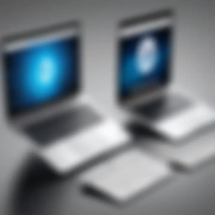 Design elements showcasing HP Envy and MacBook Air