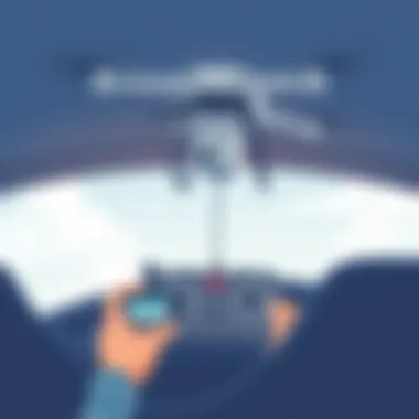 Pilot operating a drone with remote control