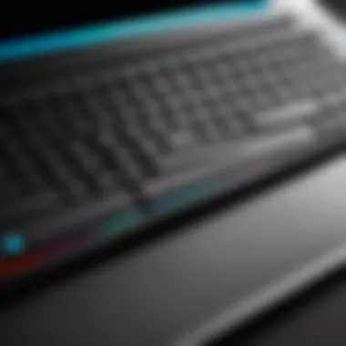 Close-up of Lenovo Studio Laptop keyboard and touchpad