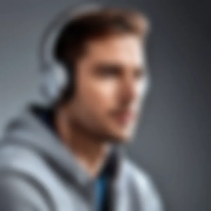 User comfortably wearing LG headphones in a professional setting