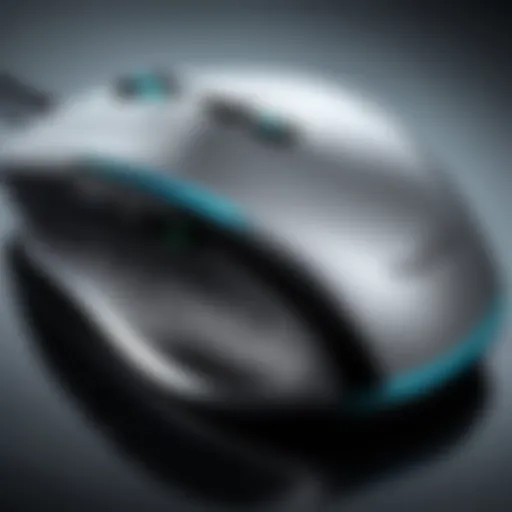 Close-up view of Logitech Precision Pro Mouse showcasing its ergonomic design