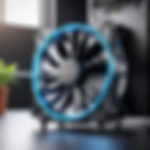 A mobile cooling fan in a tech environment