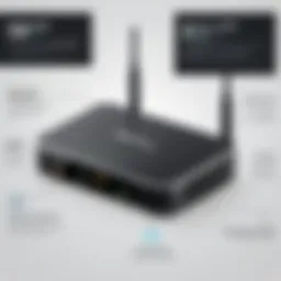 A detailed infographic showcasing modem and router specifications.
