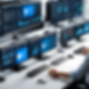 IT Professional Analyzing Desk Configurations An IT professional analyzing desktop configurations enriched by Microsoft Office.