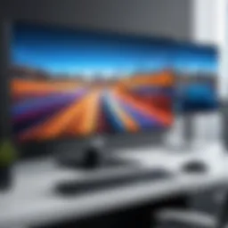 Sleek design of modern office monitor with multiple features