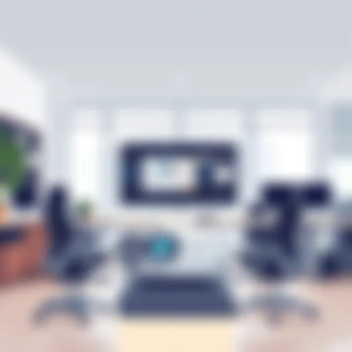 Short distance projector set up in a modern office environment