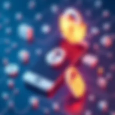 Mobile Device Security with VPN A mobile device surrounded by security symbols.