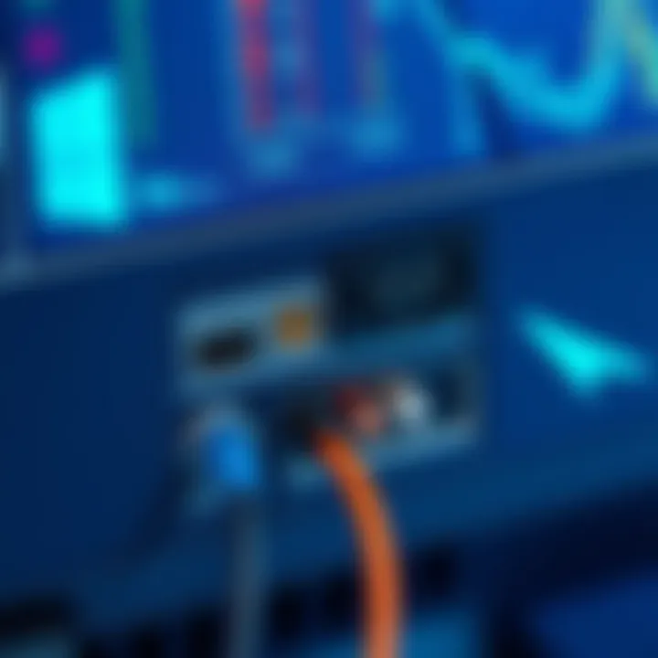 Close-up of various connectivity ports on a gaming monitor