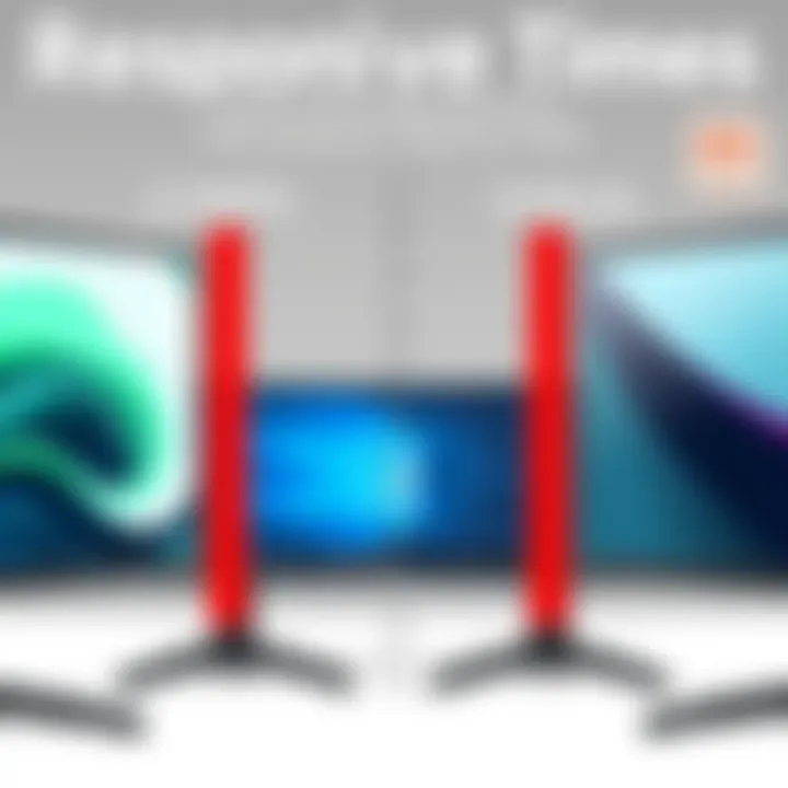 Side-by-side comparison of gaming monitors with different response times