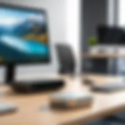 Wi-Fi range extender with Ethernet port in a modern office setting