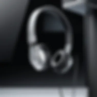 Close-up of a headset hanger showing its design