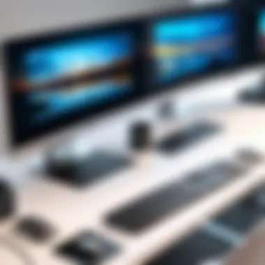 Variety of Desks for Large Monitors Different desk types ideal for a 49-inch monitor displayed together.