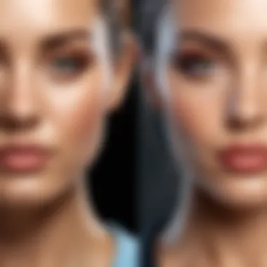Before and after editing photos showcasing software capabilities