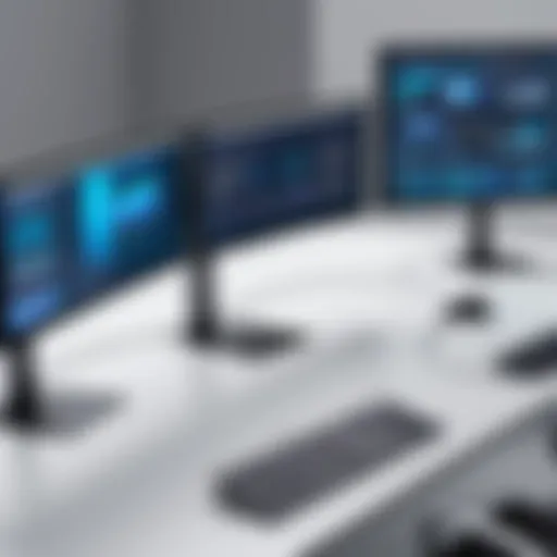 Triple-screen workstation showcasing enhanced productivity.