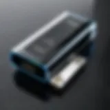 Close-up of a portable thumb drive player showcasing its sleek design