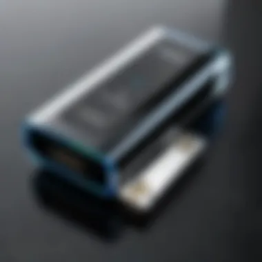 Sleek Design of Portable Thumb Drive Player Close-up of a portable thumb drive player showcasing its sleek design