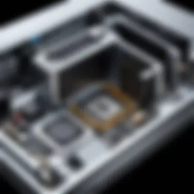 Close-up of the Power Mac's internal components