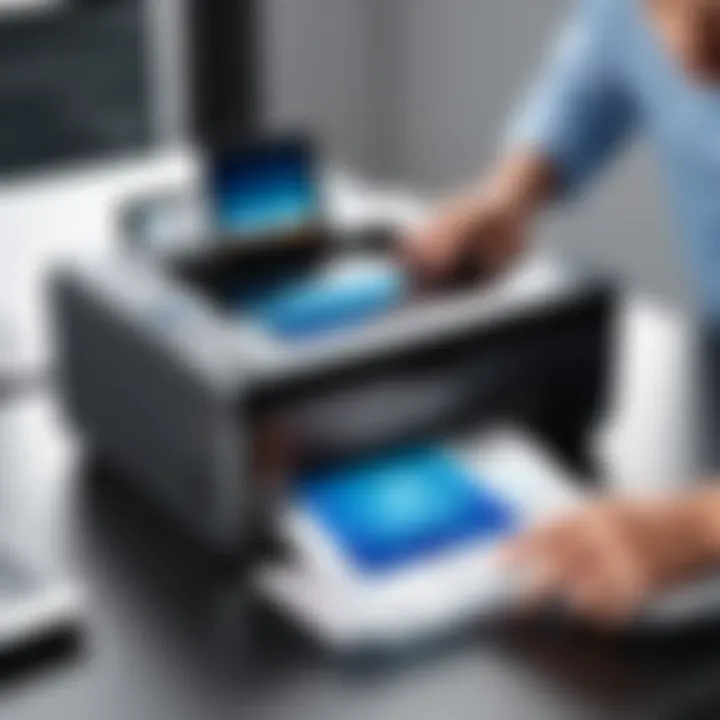 An IT professional setting up mobile printing on a printer