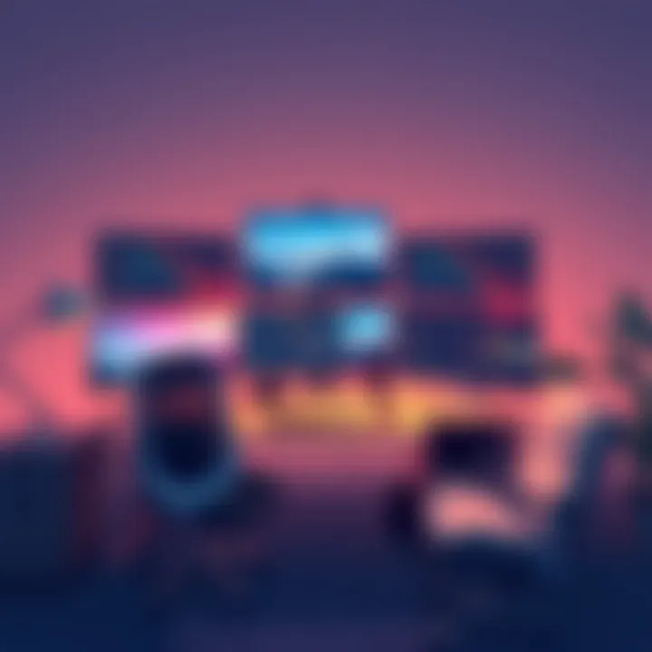 Ergonomic desk setup with multiple monitors for productivity