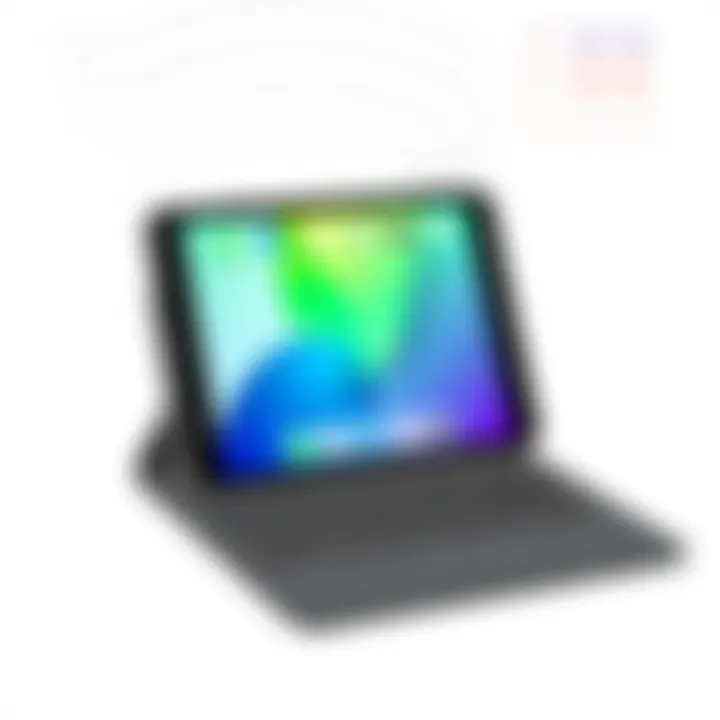 A compact foldable keyboard alongside an iPad highlighting portability and convenience.