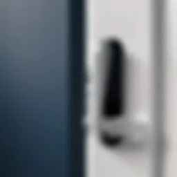 Modern smart lock on a door handle