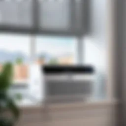 A modern window air conditioner quietly cooling a room