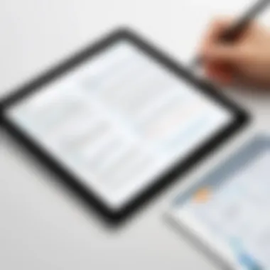 A note-taking app showcased on a tablet with organized notes.