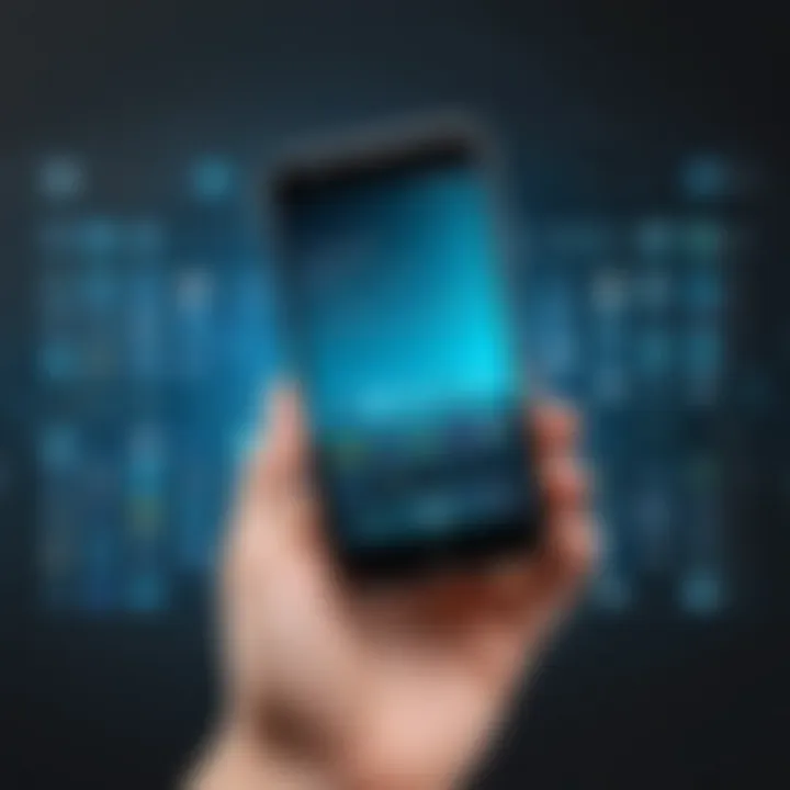 User experience display showing interactions with very small smartphones