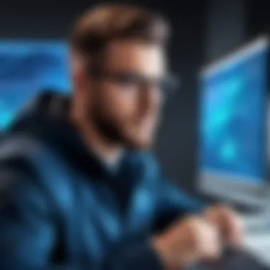 Evaluating Security Options Illustration of an IT professional evaluating security options