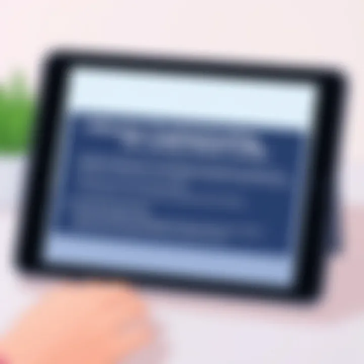 Troubleshooting tips displayed on a tablet screen