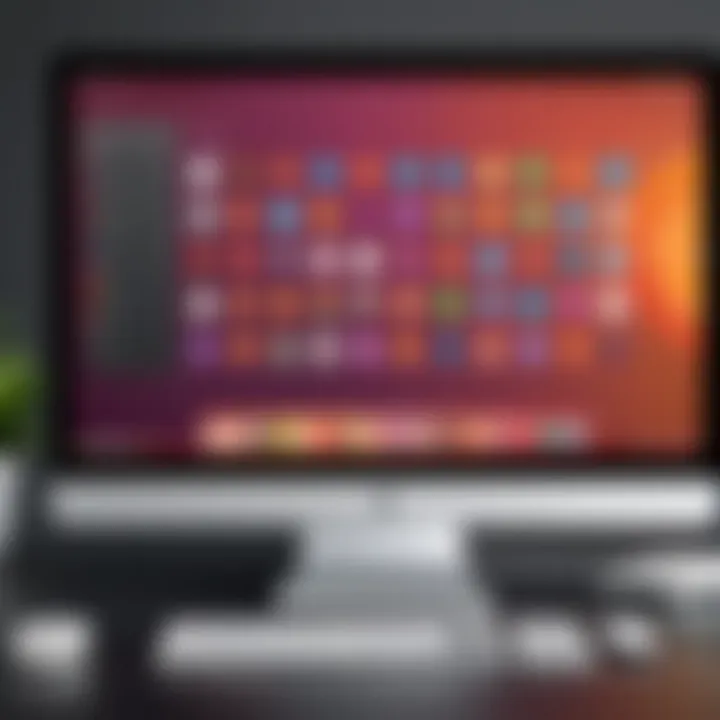 A sleek Ubuntu desktop interface featuring vibrant icons and organized workspace.