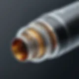 Detailed view of coaxial cable construction showcasing layers and materials