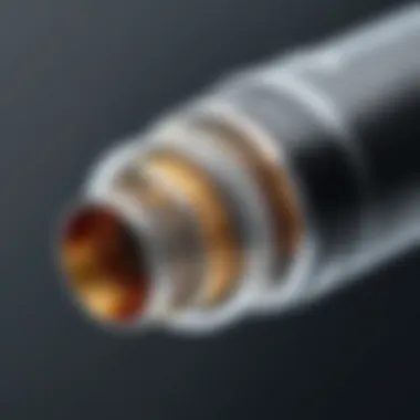 Detailed view of coaxial cable construction showcasing layers and materials