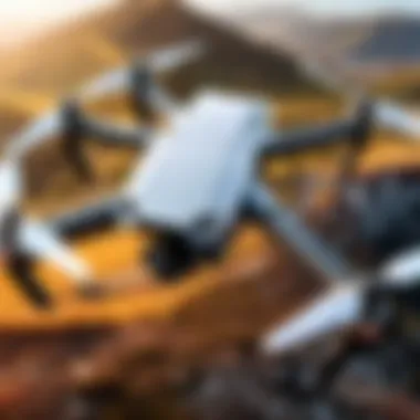 DJI Drone in Action Aerial view showcasing DJI drone in action with auto follow technology.