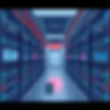 Data center with extensive server hardware for gigabit operations