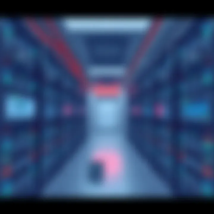 Data center with extensive server hardware for gigabit operations