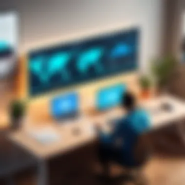 Remote Work Environment Utilizing VPN Illustration of remote work setup with VPN