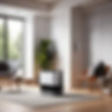 Integration of Smart Air Coolers in Smart Homes Illustration of a smart air cooler integrated within a modern smart home environment