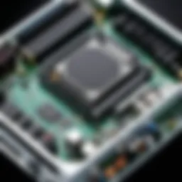 An intricate layout of a tiny ITX case showcasing internal components