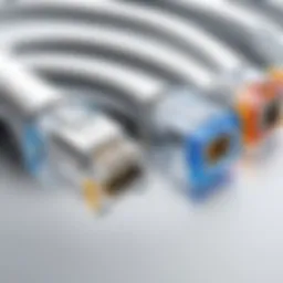 Close-up view of Ethernet cable connections